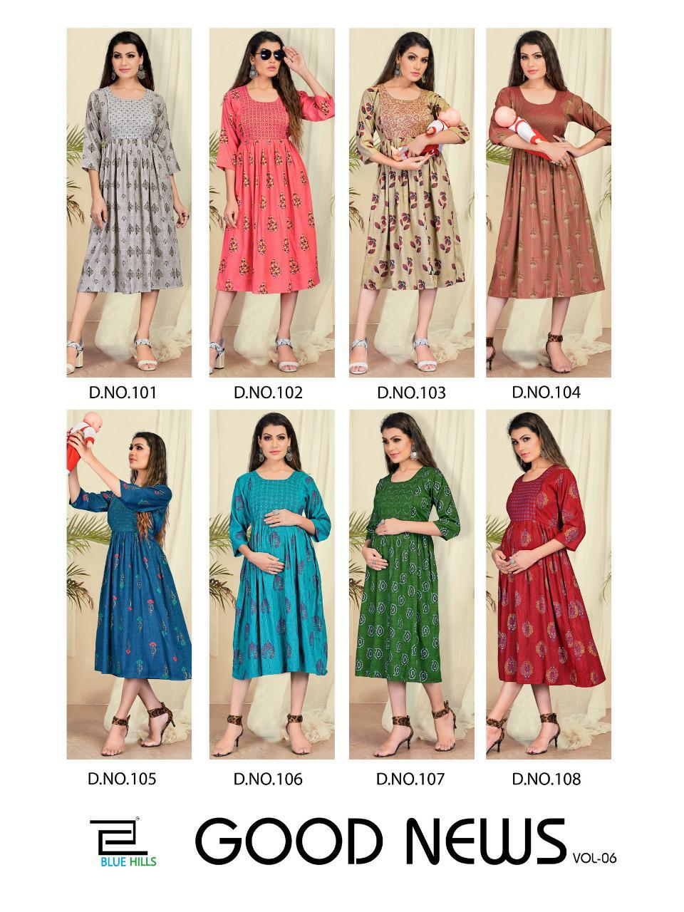 Blue Hills Good New 6 Designer Ethnic Wear Rayon Printed Long Kurtis Collection
